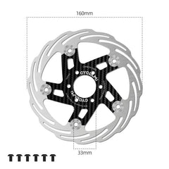 CYCLAMI Bicycle Ultra-Lightweight Carbon Fiber Brake Rotor Center-lock 6-bolt Disc Brake, 160mm, 180mm