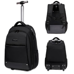 FUGUILAI Wheeled Backpack with Hideable Wheels & Straps, TSA Lock & 2-Stage Telescopic Handle Trolley Backpack for Business Travel
