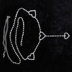 Vintage Heart Waist Chain Sexy Rhinestone Belts, Length: 120cm