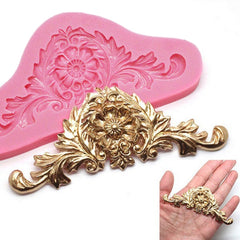 2 PCS Vintage Embossed Fondant Silicone Mold Court Lace Flower Vine DOY Baking Cake Tool, Lace Flower Vine(Pink), Lace Flower Vine(Gray)