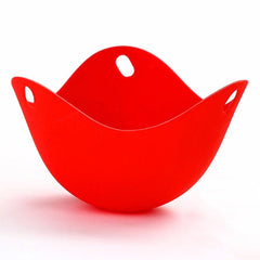 Silicone Egg Cooker Egg Bracket Kitchen Tools Pancake Cookware Bakeware Steam Eggs Plate Tray, Red, 4 pieces of steamed egg