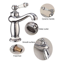 Copper Antique Hot Cold Double Blue White Porcelain Faucet, Black, Antique, Platinum, Black Gold