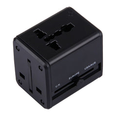 World-Wide Universal Travel Concealable Plugs Adapter with & Built-in Dual USB Ports Charger for US, UK, AU, EU