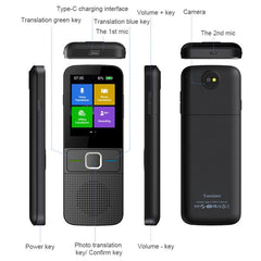 T10 Portable WIFI Smart Voice Translator Smart Business Travel Real Time AI Translator Translation Machine, T10 Black