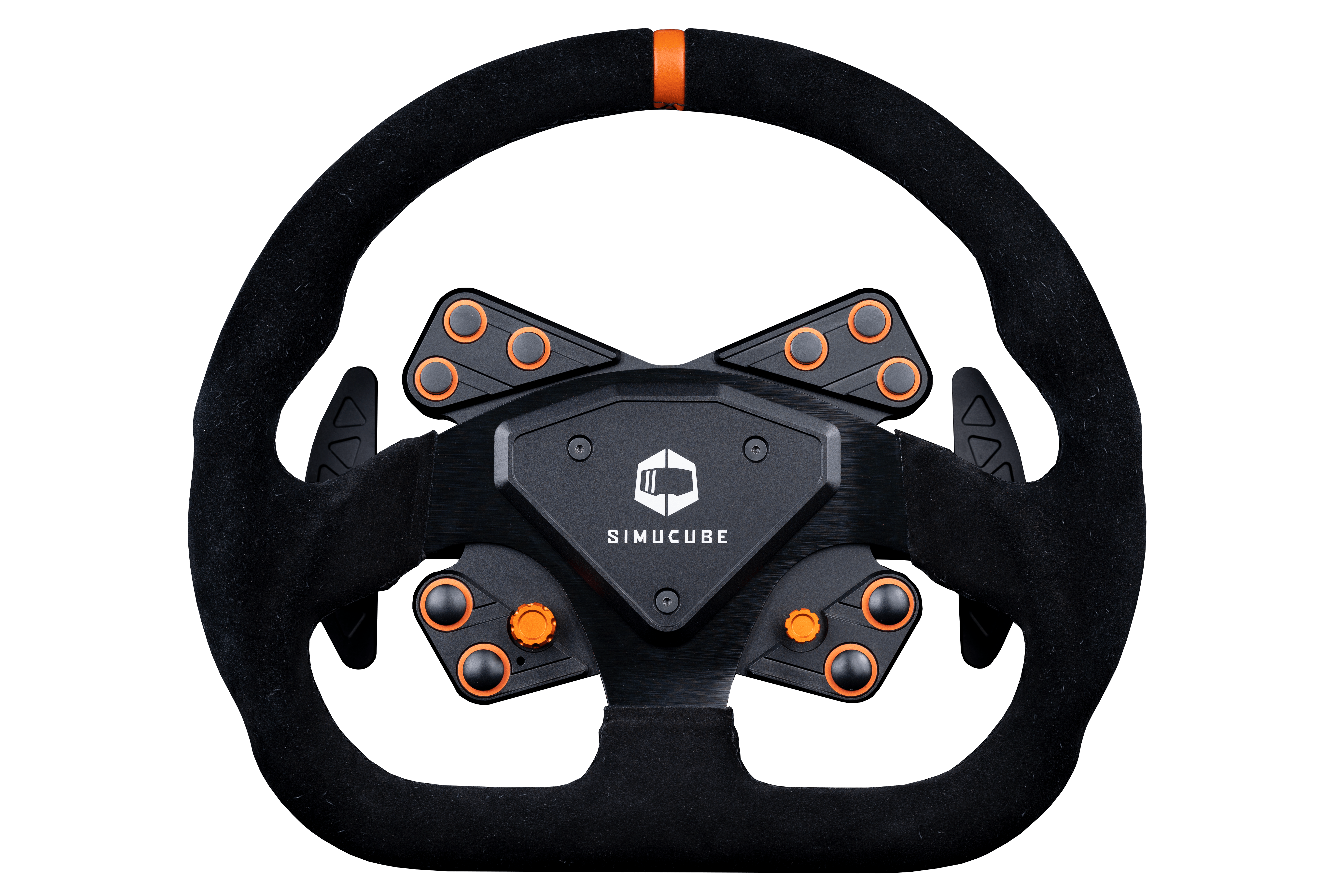 Black Simucube Tahko GT-21 Wireless Steering Wheel by Trak Racer UK, shown with transparent background and detailed grip design.