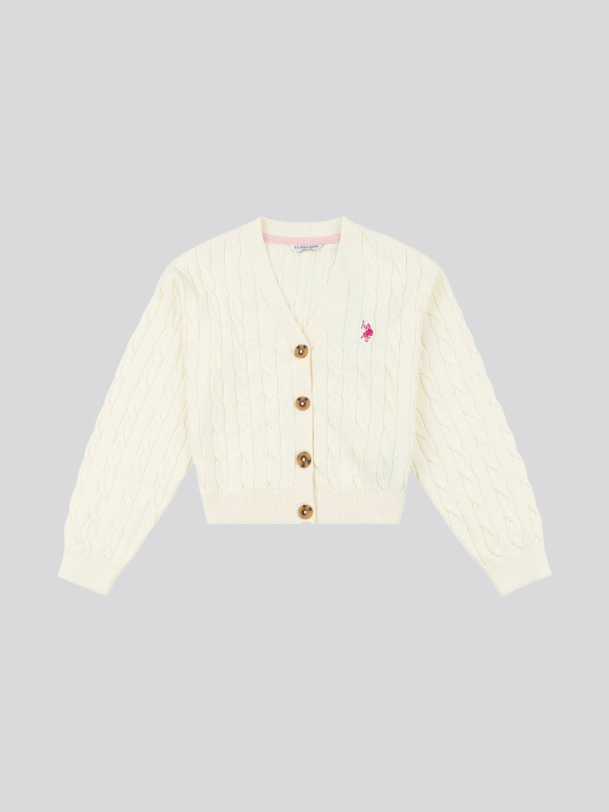 Girls Cable Knit Cardigan Egret