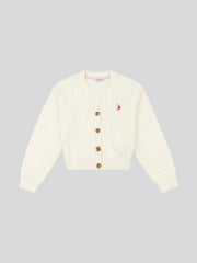Girls Cable Knit Cardigan Egret