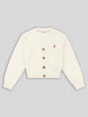 Girls Cable Knit Cardigan Egret