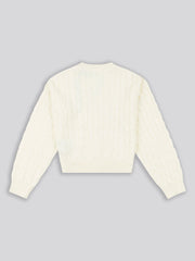 Girls Cable Knit Cardigan Egret