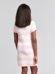 Girls Striped T-Shirt Dress Crystal Rose