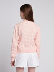 Girls Cable Knit Jumper Crystal Rose