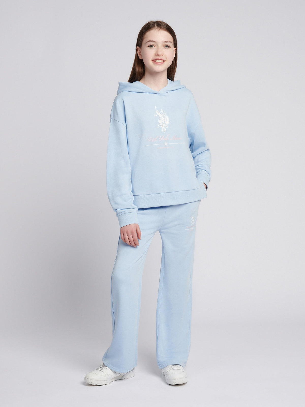 Girls Brushed Back Hoodie & Jogger Set in Windsurfer