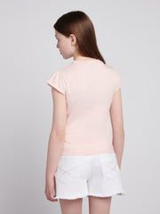 Girls Double Horsemen Mixed 2 Pack Cap Sleeve Tees in Sugar Coral