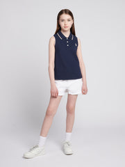Girls Sleeveless Polo Shirt Navy Iris
