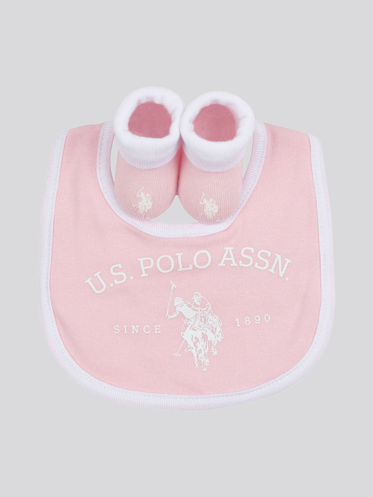 Baby Bib and Bootie set in Light Pink