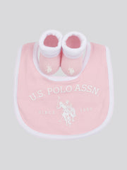 Baby Bib and Bootie set in Light Pink