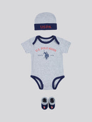 Baby 3 Piece Boxed Gifting Set in Light Grey Marl
