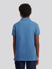 Boys Double Horsemen Polo Shirt in Blue Horizon