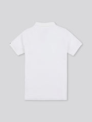 Boys Double Horsemen Polo Shirt in White / Dark Sapphire Navy DHM