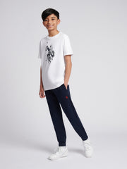 Boys Double Horsemen Jogger in Dark Sapphire Navy / Haute Red DHM