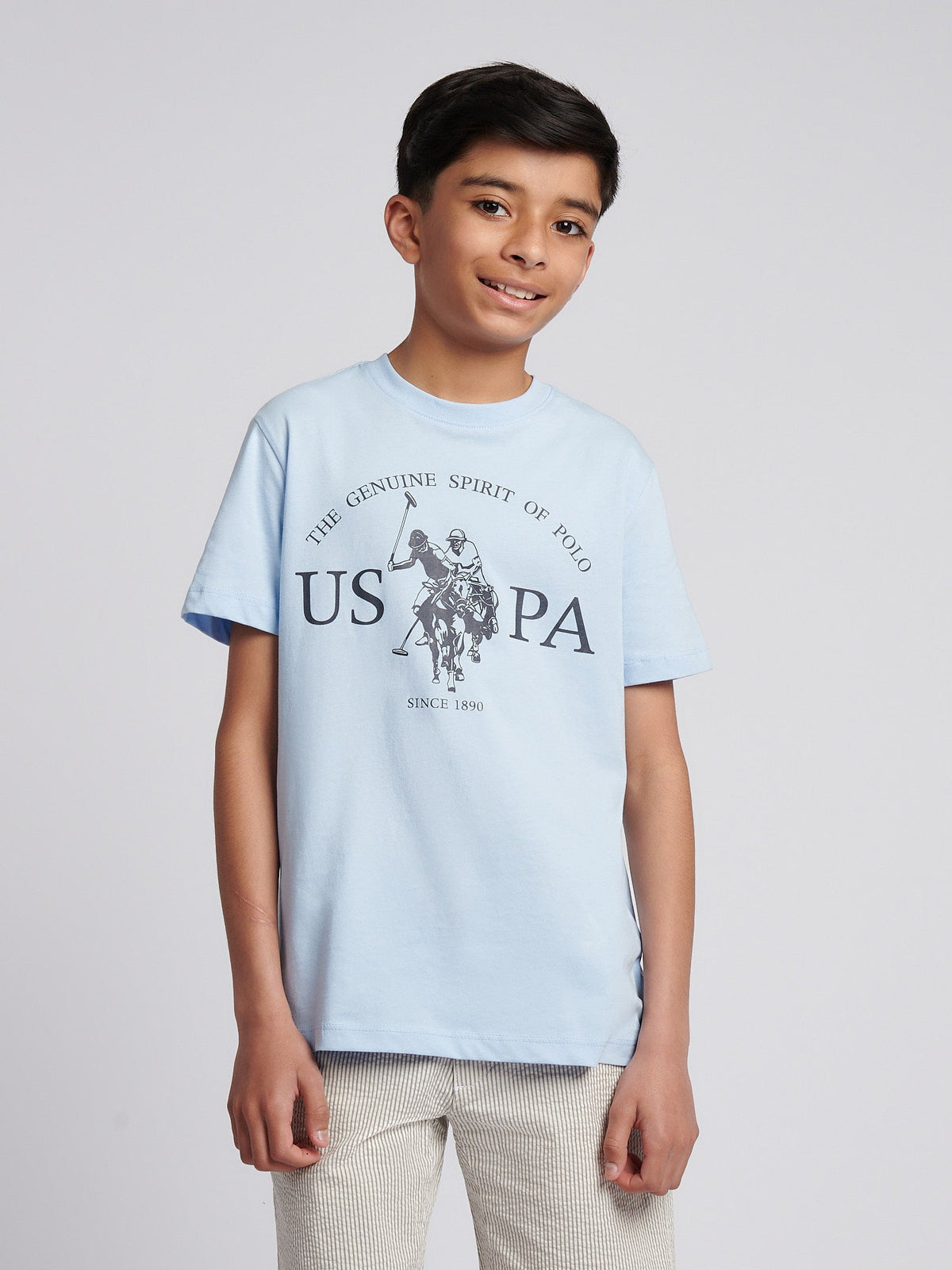 Boys USPA Print Graphic T-Shirt in Chambray Blue