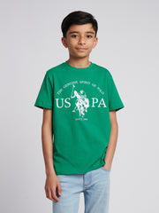 Boys USPA Print Graphic T-Shirt in Lush Meadow