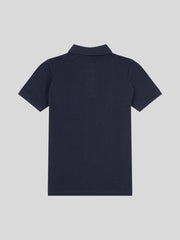 Boys Texture Terry Polo Shirt in Dark Sapphire Navy / Moonlight Blue DHM