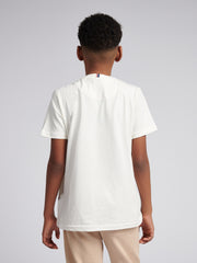 Boys Texture Double Horsemen T-Shirt Whisper White