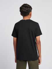 Boys Texture Double Horsemen T-Shirt Black Bright White DHM
