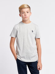 Boys Texture Double Horsemen T-Shirt Mid Grey Marl