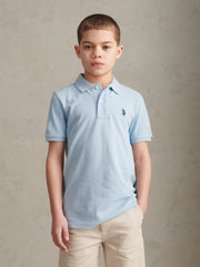 Boys Double Horsemen Polo Shirt Chambray Blue