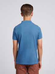 Boys Double Horsemen Polo Shirt Blue Horizon