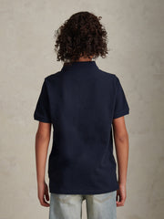 Boys Double Horsemen Polo Shirt Dark Sapphire Navy / Haute Red DHM