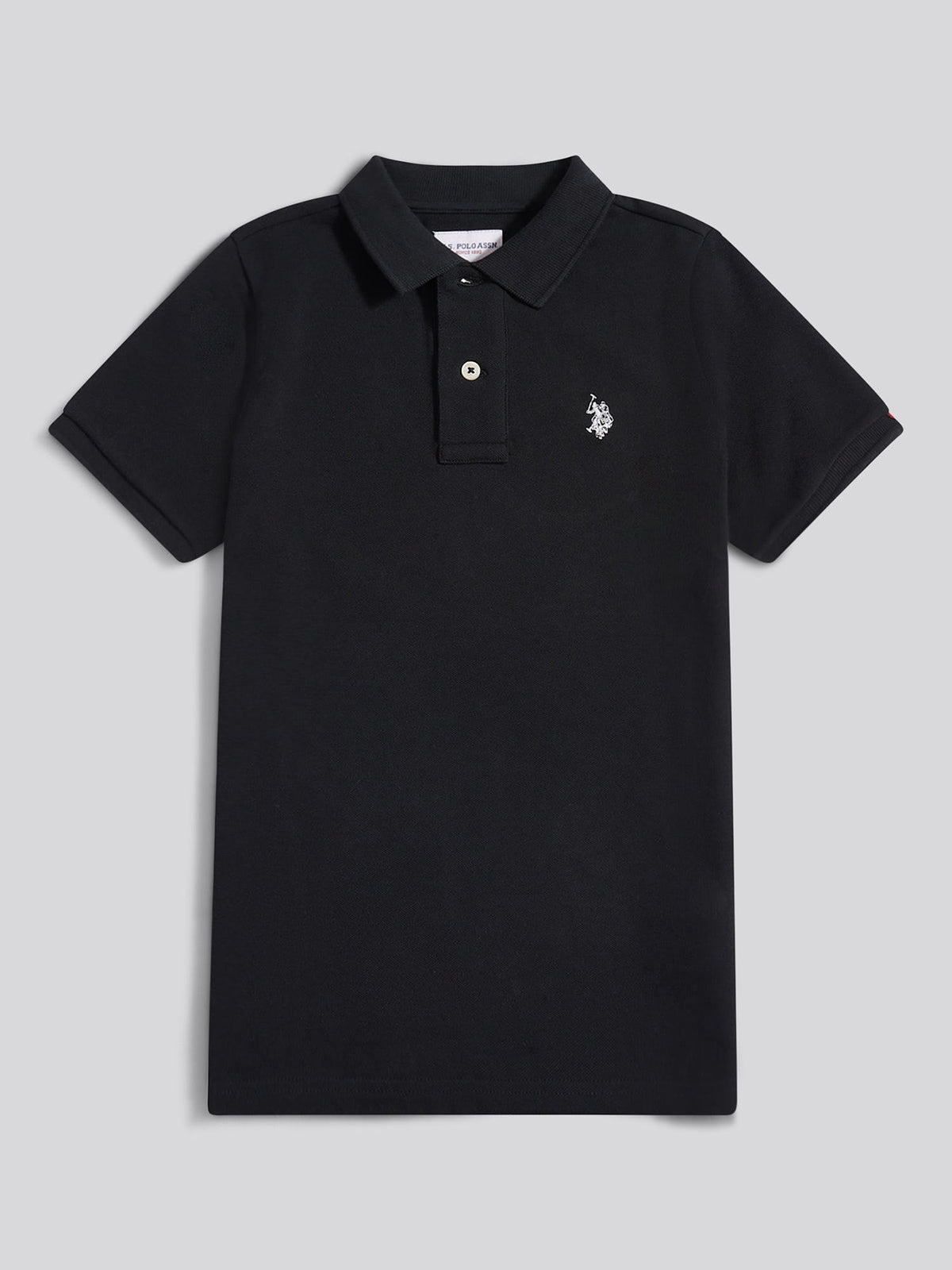 Boys Double Horsemen Polo Shirt Black Bright White DHM