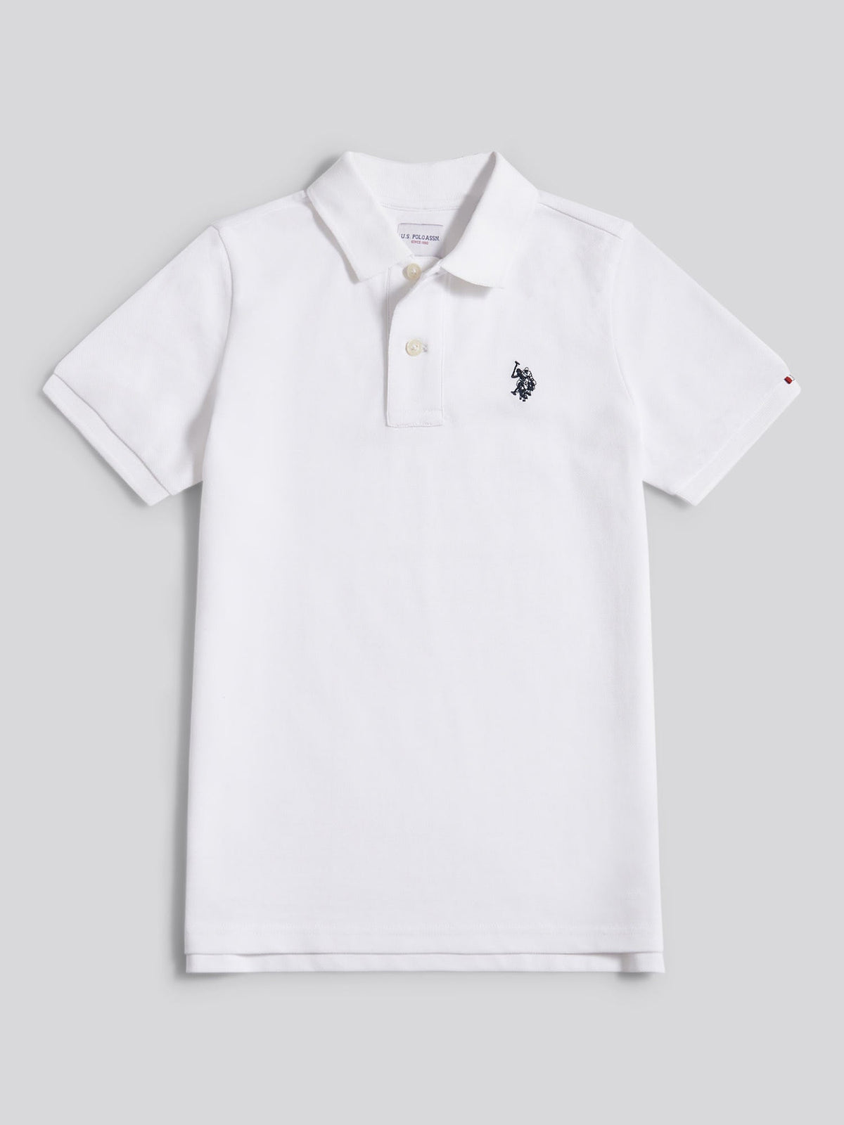 Boys Double Horsemen Polo Shirt White / Dark Sapphire Navy DHM