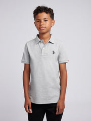 Boys Double Horsemen Polo Shirt Mid Grey Marl