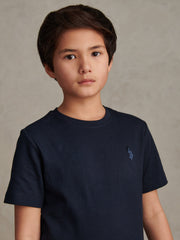 Boys Vertical Texture T-Shirt Dark Sapphire Navy / Moonlight Blue DHM