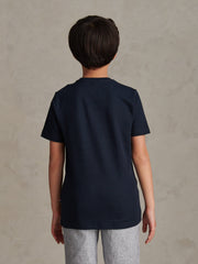 Boys Vertical Texture T-Shirt Dark Sapphire Navy / Moonlight Blue DHM