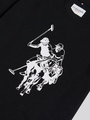 Boys Double Horsemen Graphic T-Shirt in Black
