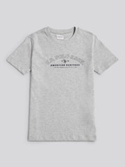 Boys Heritage Graphic Print T-Shirt in Mid Grey Marl