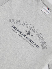 Boys Heritage Graphic Print T-Shirt in Mid Grey Marl