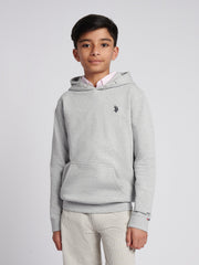 Boys Double Horsemen Hoodie Mid Grey Marl