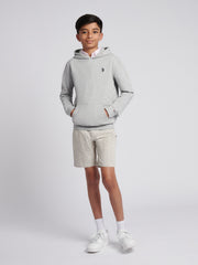 Boys Double Horsemen Hoodie Mid Grey Marl