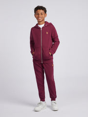 Boys Double Horsemen Zip Hoodie Grape Wine