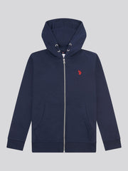 Boys Double Horsemen Zip Hoodie Dark Sapphire Navy / Haute Red DHM