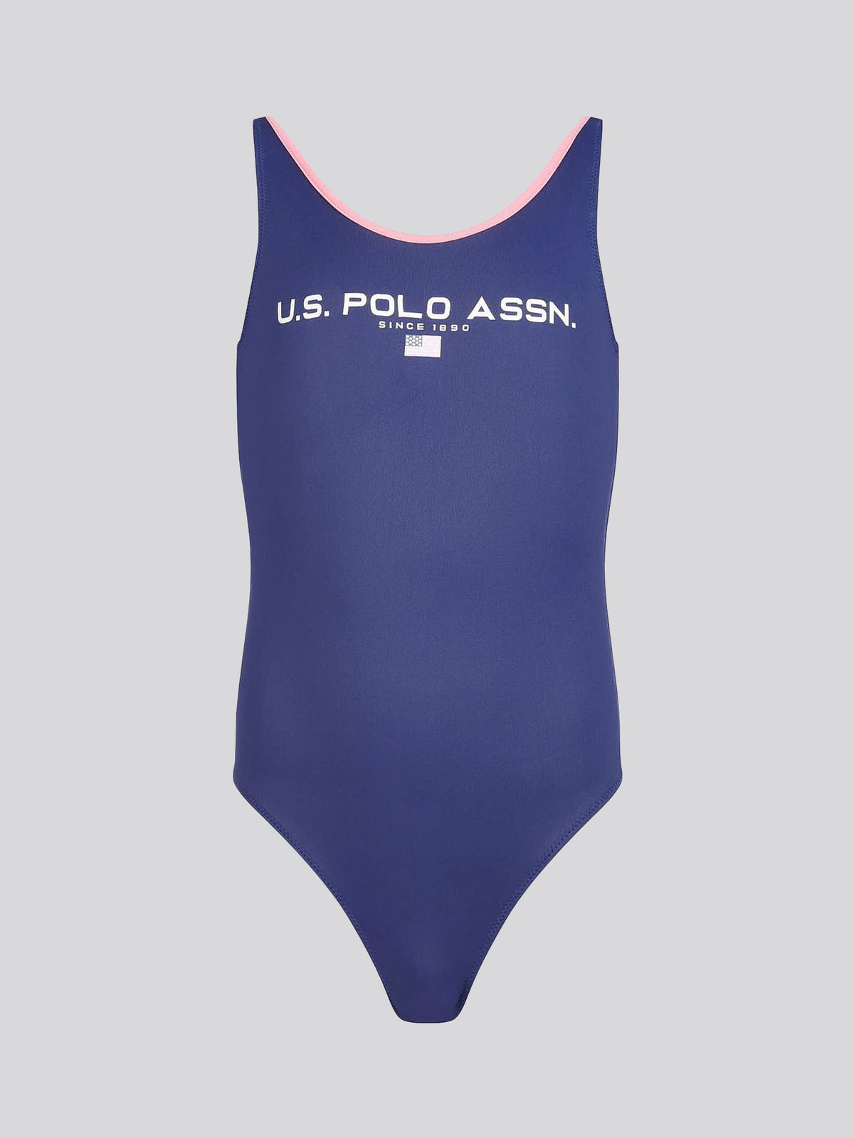 Girls Sport Logo Swimsuit in Medieval Blue