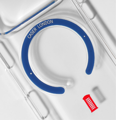 Slim Clear iPhone 17 Pro Max Case with Royal Blue MagSafe Ring - Telephone Box | The Iconic Slim