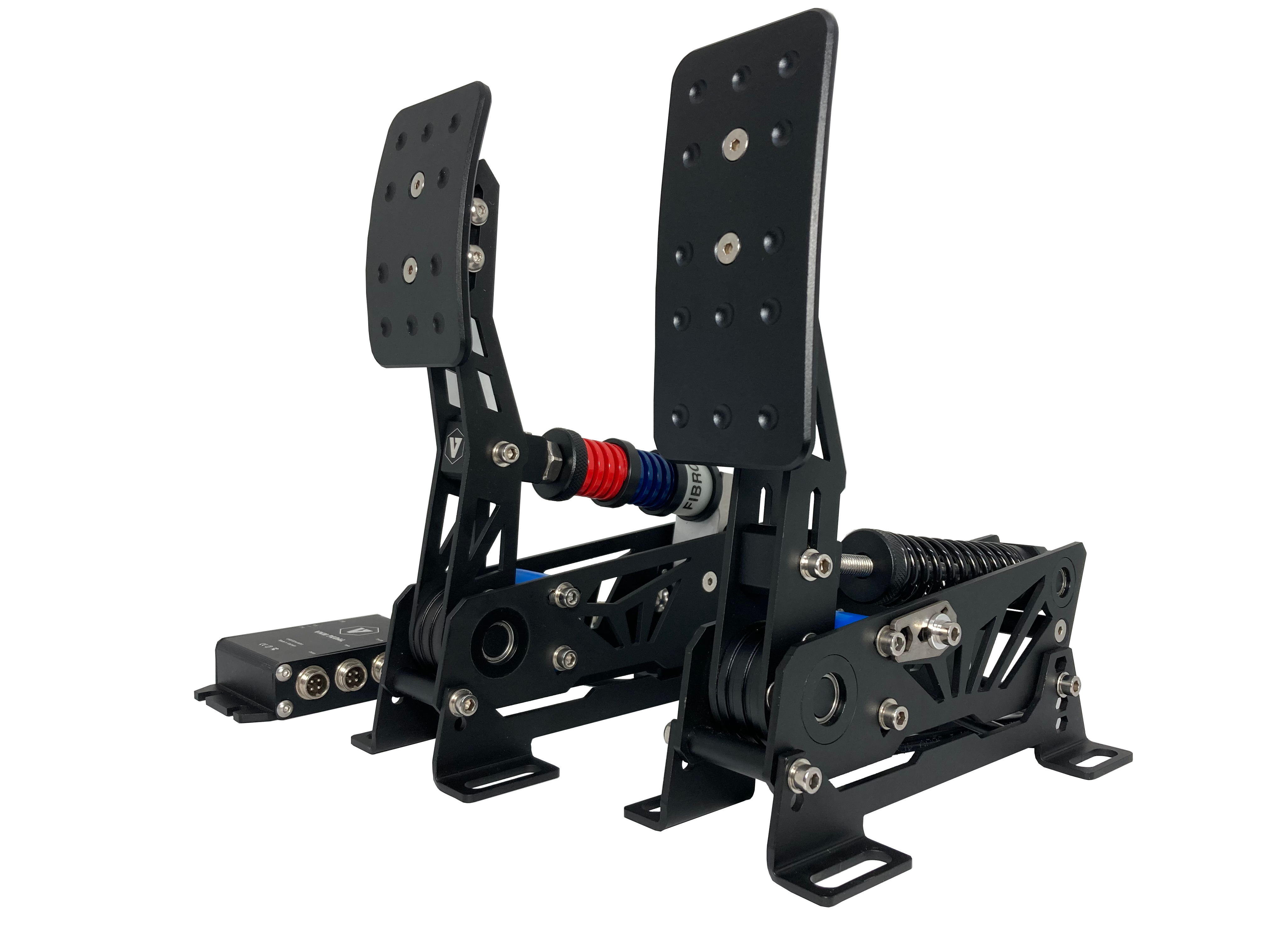 Trak Racer UK VNM Lite Pedals Set for sim racing, featuring professional load cell pedals with adjustable settings and sturdy design.