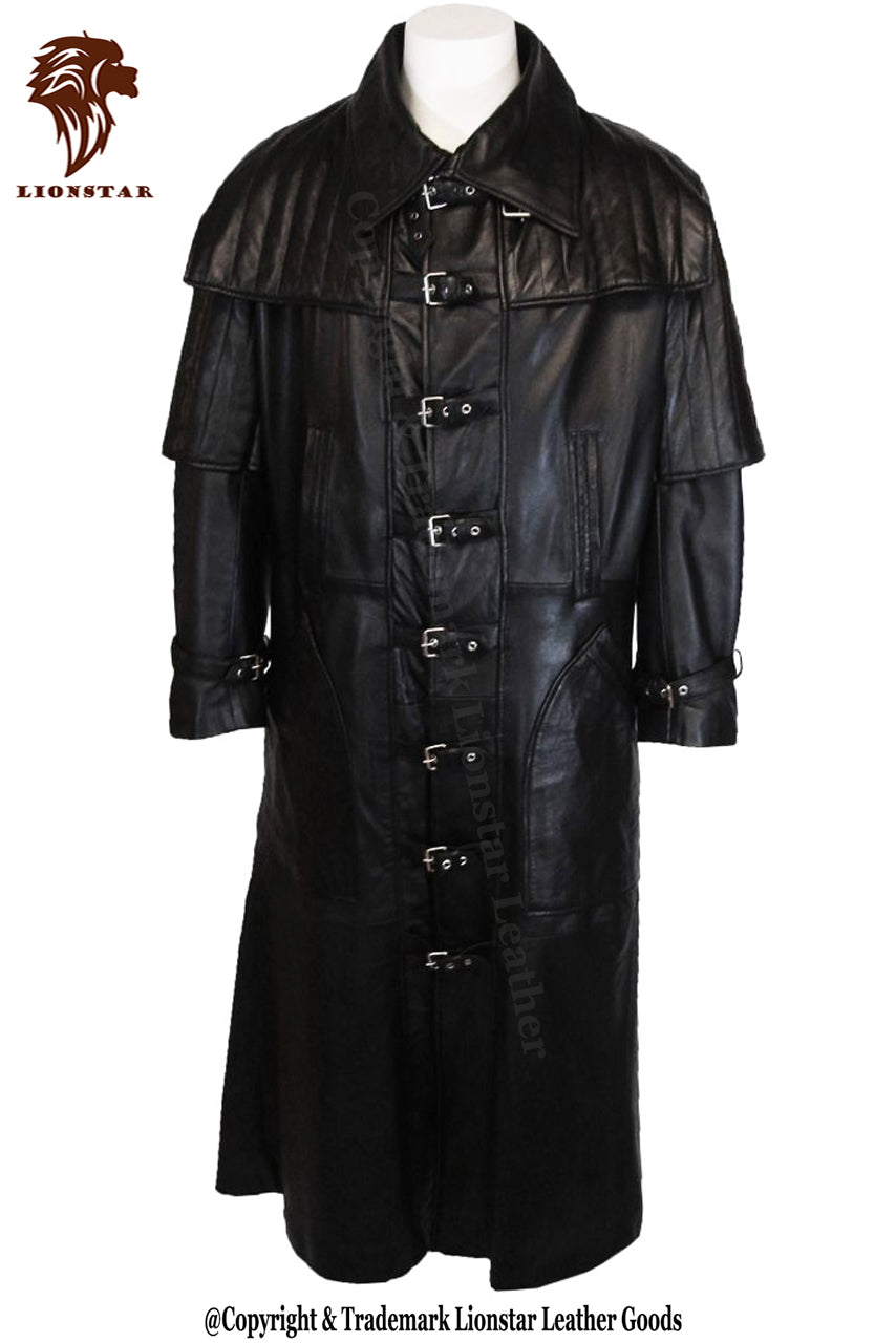 Men's Van Helsing Leather Trench Coat | Premium Cowhide | Full Length | Gothic Horror Style