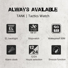 TANK North Edge Men Fashion Professional Military Army Outdoor Sport Waterproof Running Swimming Smart Digital Watch, TANK North Edge